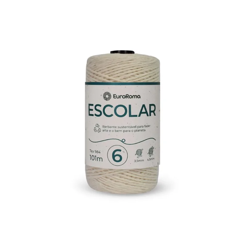 BARBANTE EUROROMA ESCOLAR N6 4/6 PCT COM 01 ROLO DE 100G Cru