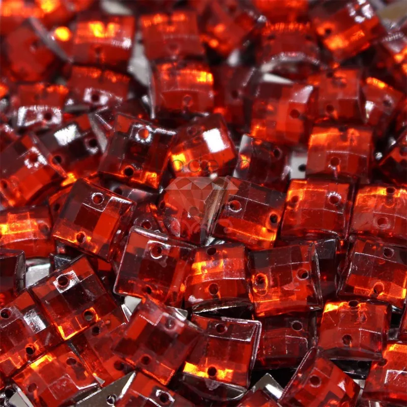 Chaton Para Costura Quadrado 8X8mm Em Acrilico Pacote Com 500G 026 - Vermelho 026