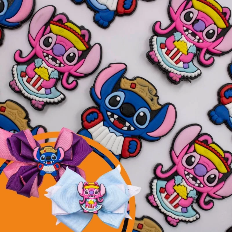 Aplique Stitch E Angel Juninos Emborrachado Com 05 Peças 103 - Colorido