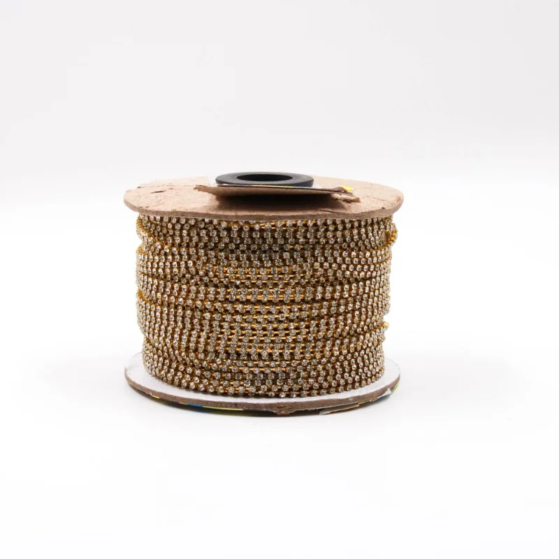Corrente De Strass Separada Ss8.5 Em Vidro Com 01 Metro 073 - Dourado