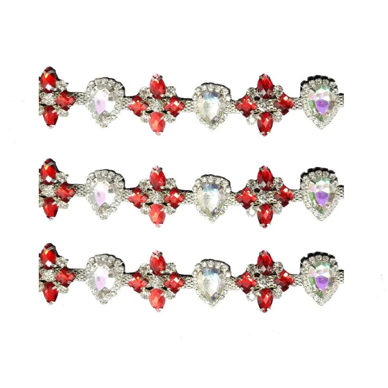 Corrente De Strass Com Flor Com 01 Metro 201 - Vermelho