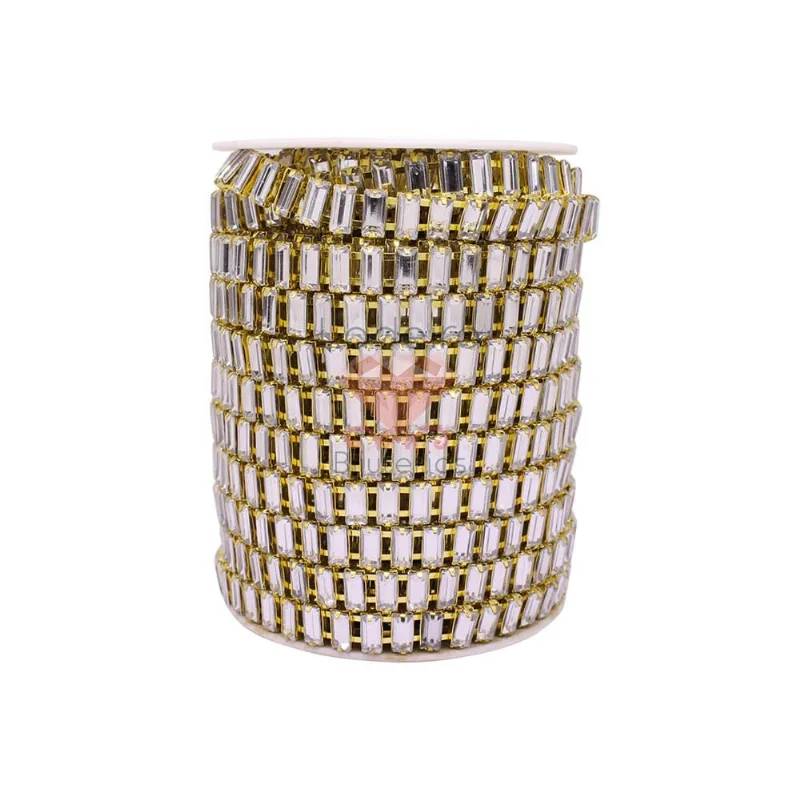 Strass Em Metro Palito 5X10mm Com 01 Metro 201Kr - Dourado+Prata 201