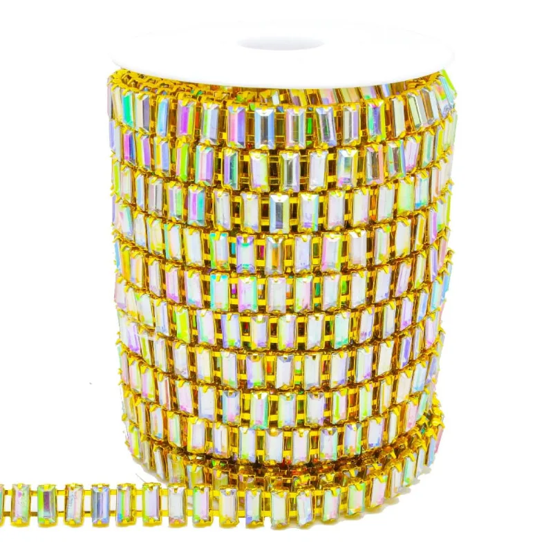 Strass Em Metro Palito 5X10mm Com 01 Metro 236Kr - Dourado+Ab 236