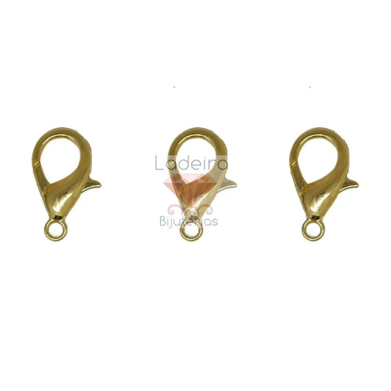 FECHO LAGOSTA 18MM EM ZAMAK COM 50 PEÇAS Dourado