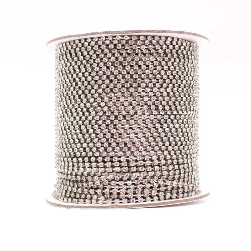CORRENTE DE STRASS SEPARADA SS10 EM VIDRO E LATÃO COM 01 METRO 101K - Cristal 101