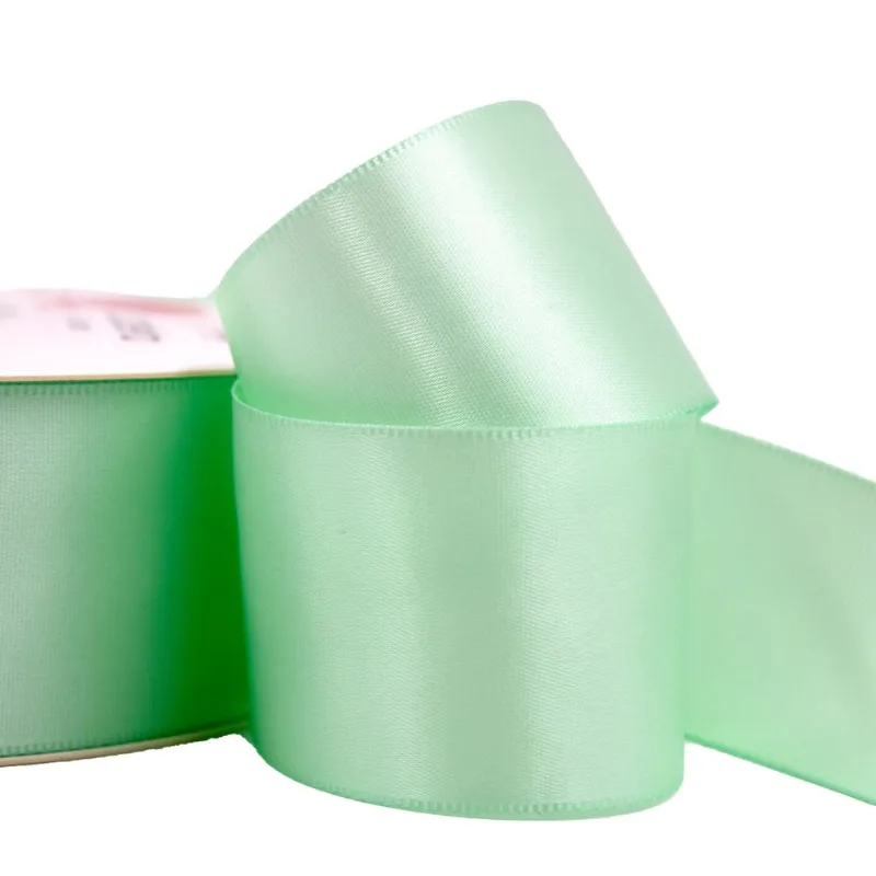 FITA DE CETIM LISA LADEIRA PREMIUM 38MM COM 01 METRO 513Y - Verde Bebe