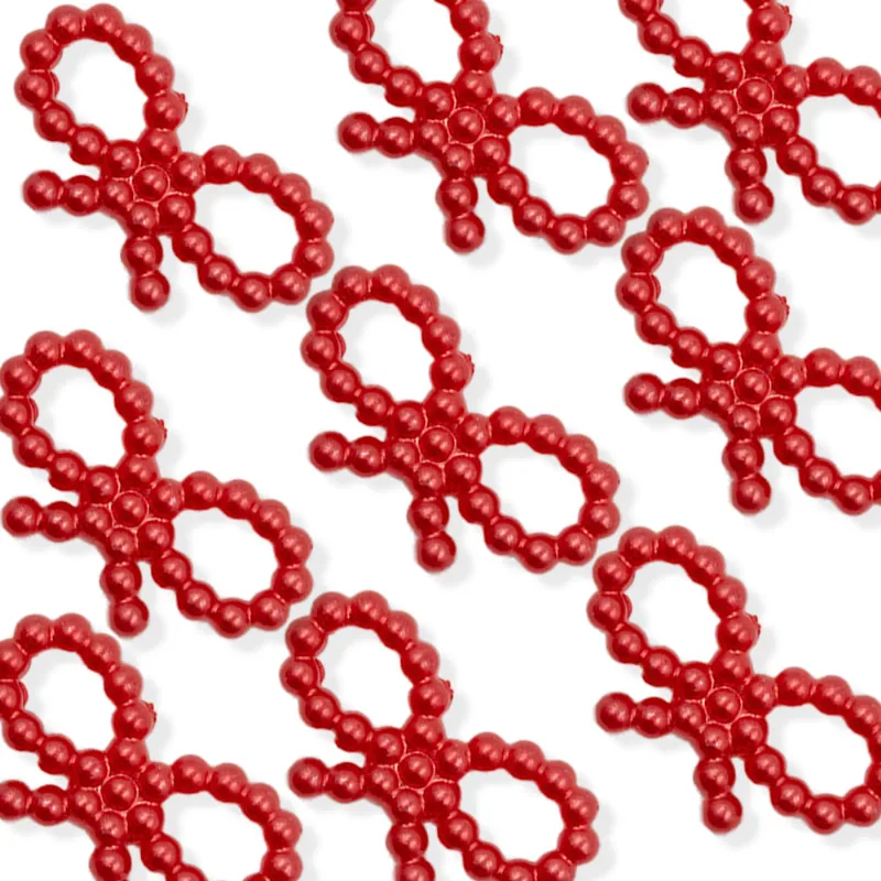 Laço De Perola 8X20mm Em Acrilico Com 25G 201 - Vermelho