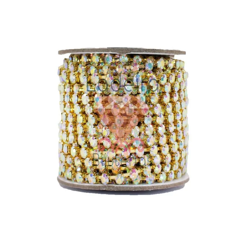 CORRENTE DE STRASS JUNTA SS28 EM VIDRO COM 01 METRO Kr425 - Dourado Ab