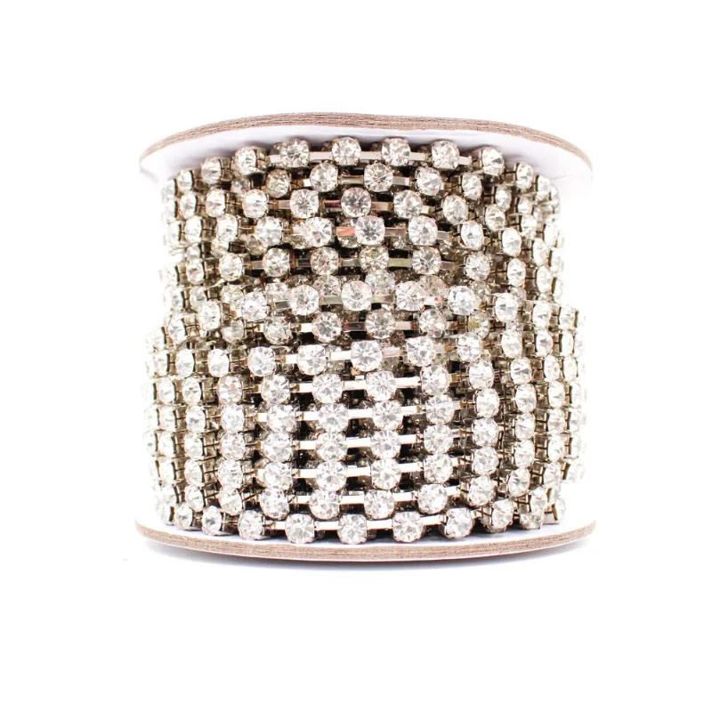 CORRENTE DE STRASS JUNTA SS28 EM VIDRO COM 01 METRO 533 - Niquel + Cristal 101