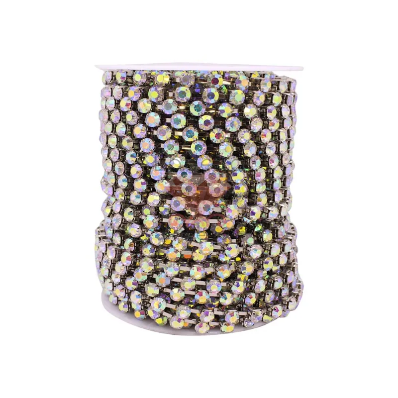 CORRENTE DE STRASS JUNTA SS28 EM VIDRO COM 01 METRO 534 - Niquel + Ab