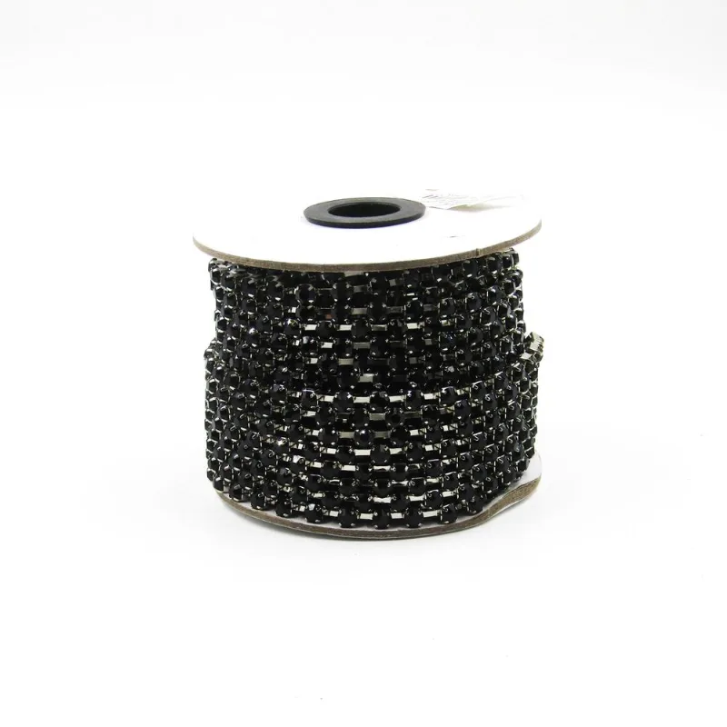 CORRENTE DE STRASS JUNTA SS28 EM VIDRO COM 01 METRO 535 - Niquel + Preto