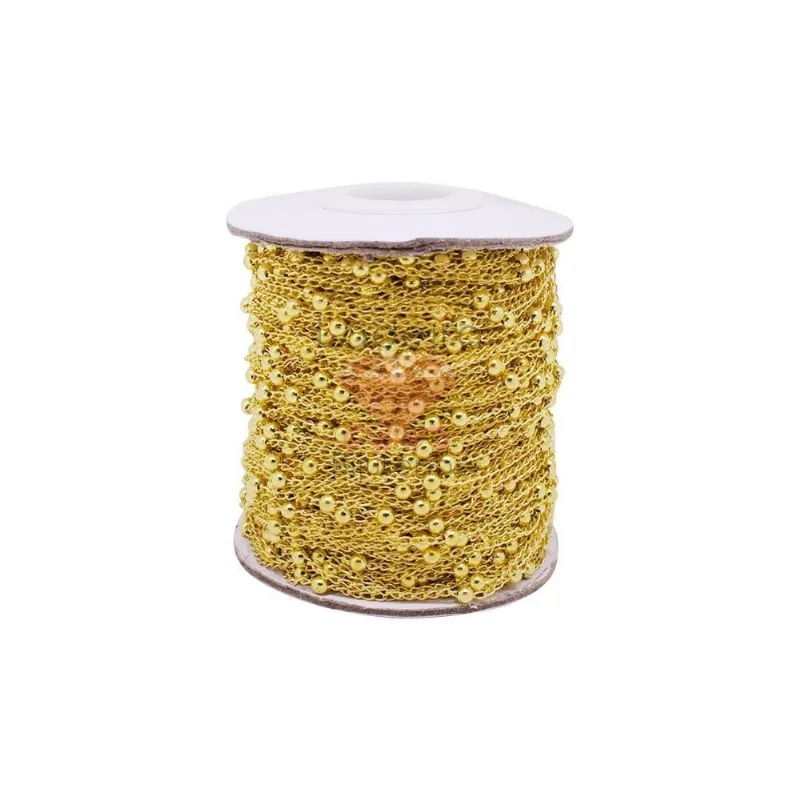 CORRENTE DE LATÃO COM BOLINHA 03MM COM 01 METRO Dourado