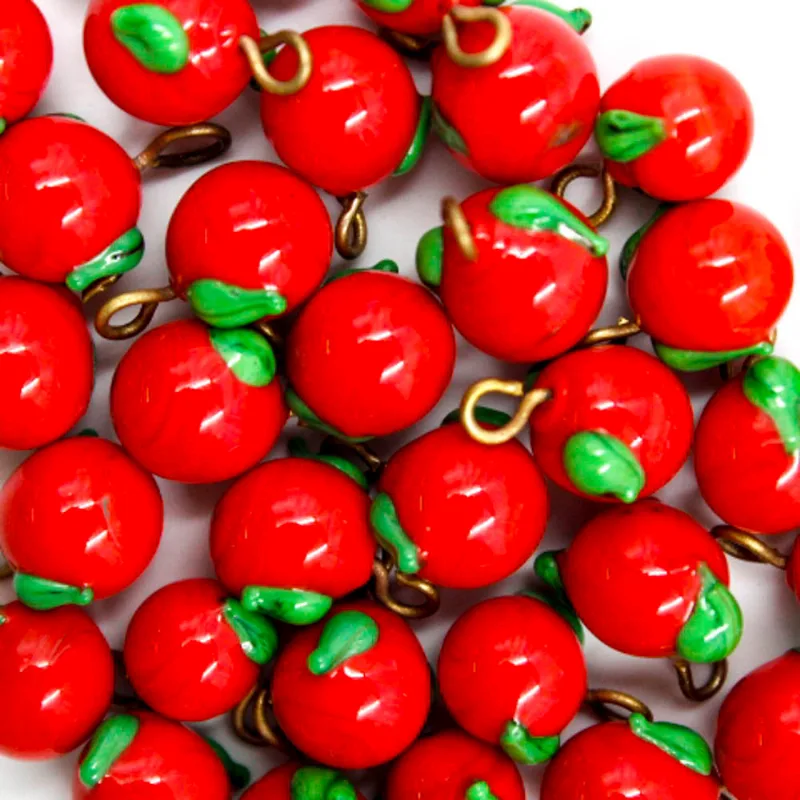 Pingente Cereja 10Mm Em Murano Com 10 Peças 201 - Vermelho