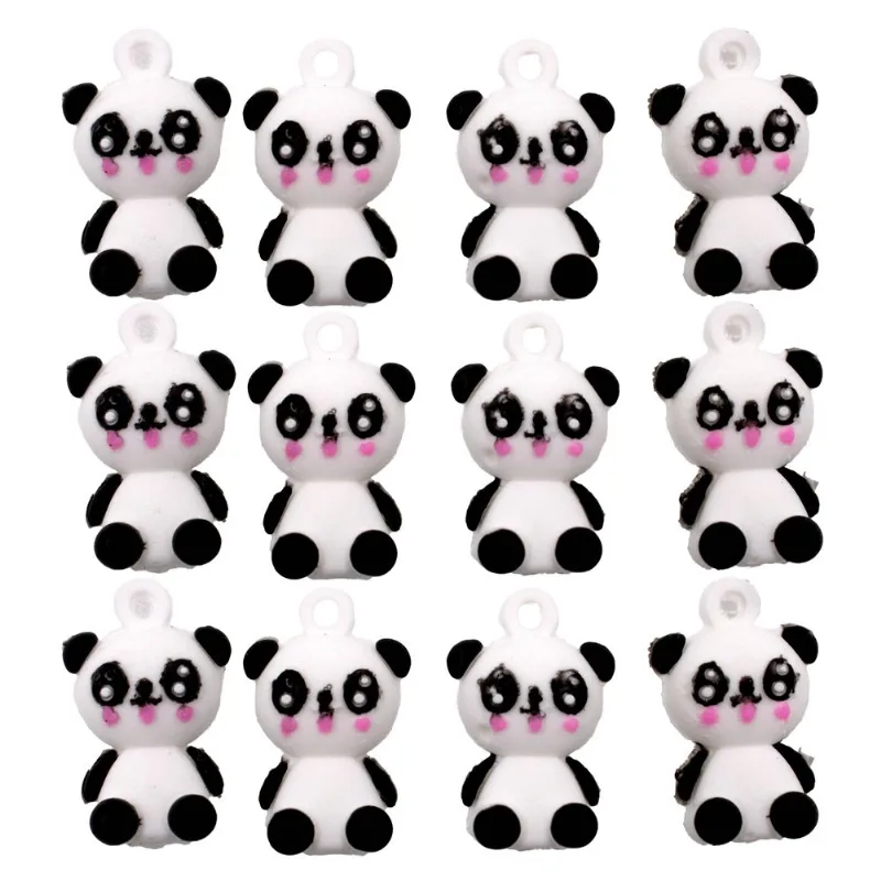 PINGENTE PANDA 25MM EMBORRACHADO COM 10 PEÇAS Preto E Branco