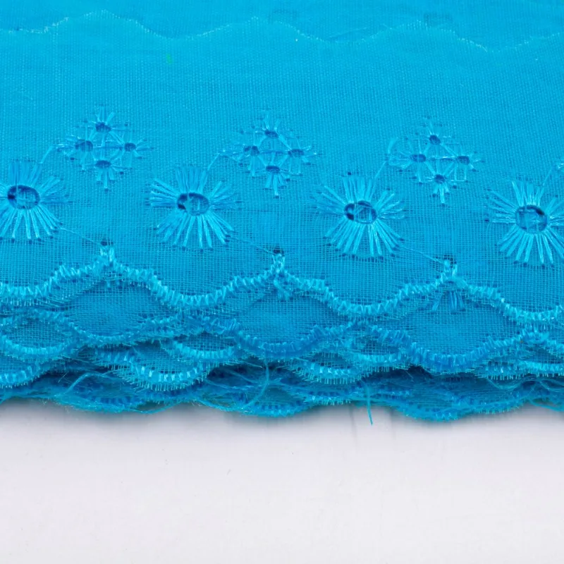 Bordado Inglês 05Cm Em Poliéster Com 01 Metro Azul Turqueza