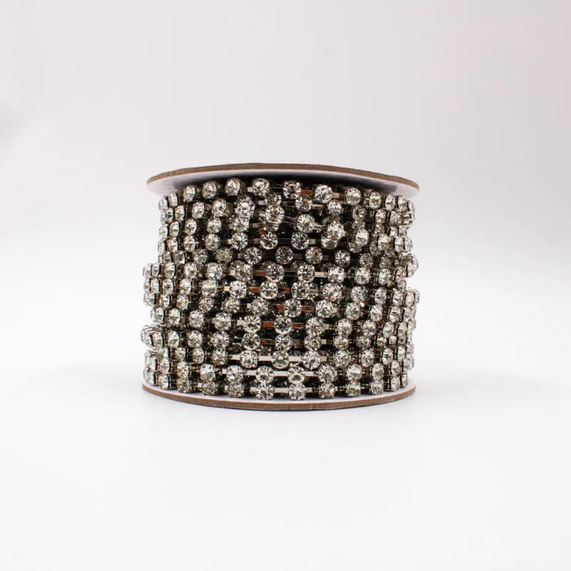 Corrente De Strass Separada Ss28 Em Vidro Com 01 Metro 533 - Niquel + Cristal 101