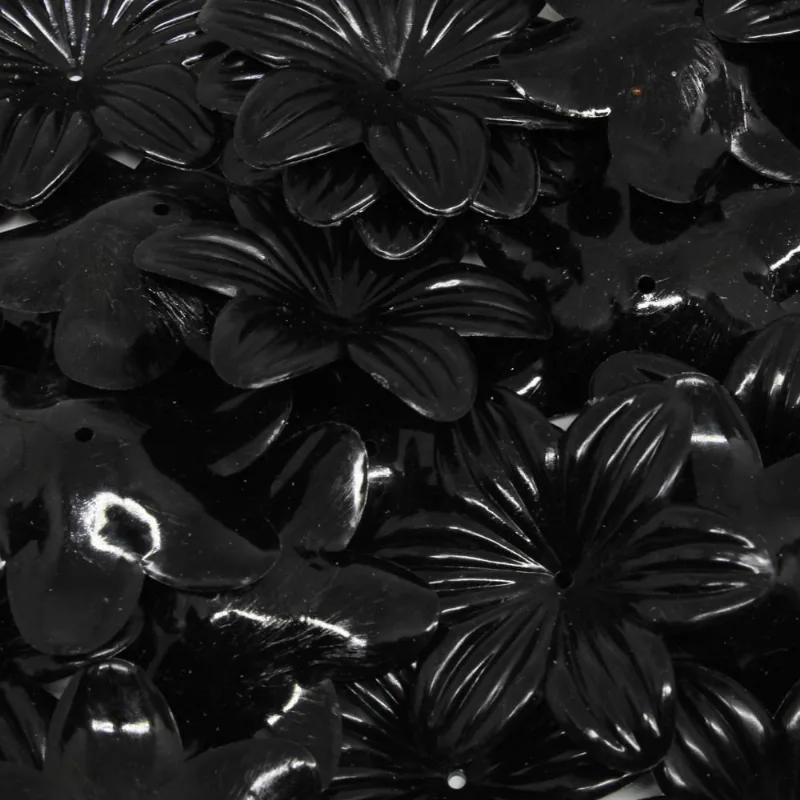 Flor Leitosa Furo No Centro 45Mm Em Acrilico Com 50G 225 - Preto Z25