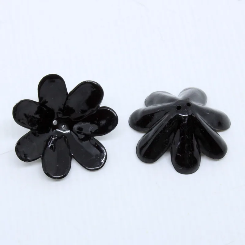 Flor Transparente 45Mm Dois Furos Central Em Acrilico Com 50G 072 - Preto