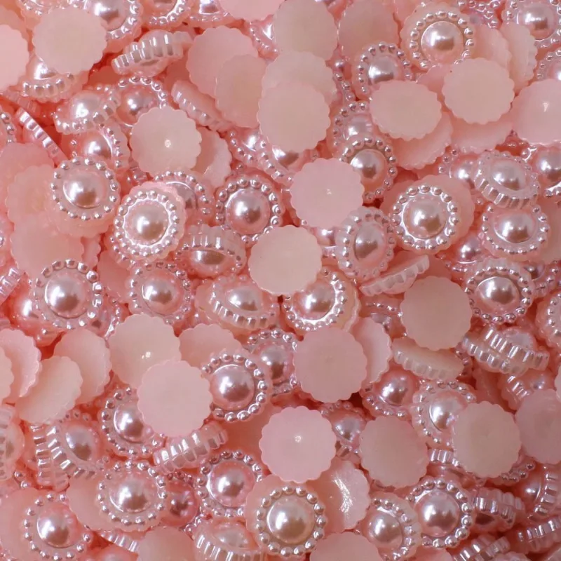 Meia Perola Flor 8Mm Em Abs Com 50G 337 - Rosa