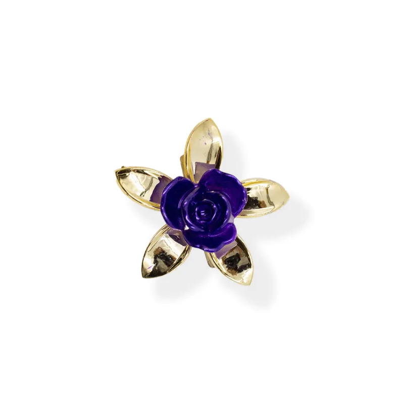 Flor Com Petalas Finas Com Furo Na Base 47Mm Em Acrilico Com 02 Peças 053 - Roxo