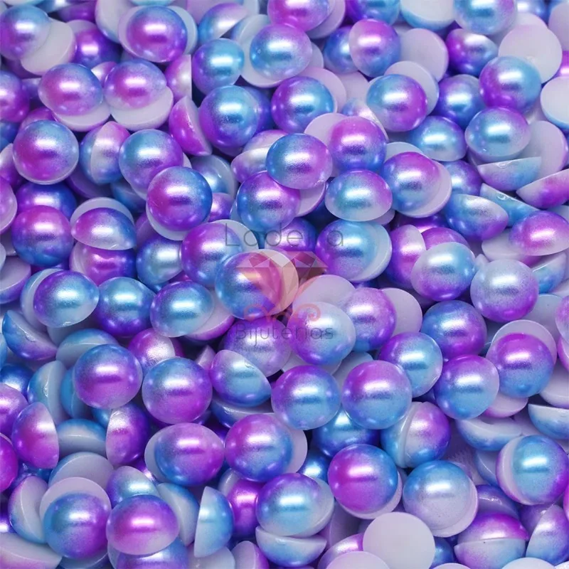 Meia Perola Para Colagem Mesclada 10Mm Em Abs Com 25G 506P - Azul/Lilas 506