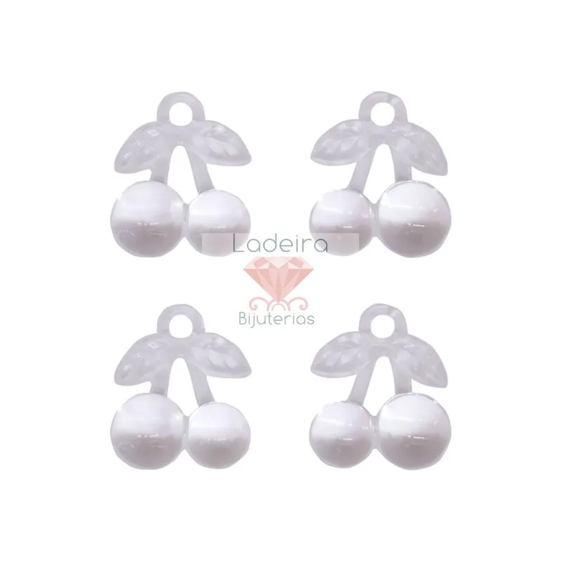 Pingente Cereja 45X45mm Em Acrilico Com 50G Cristal Transparente