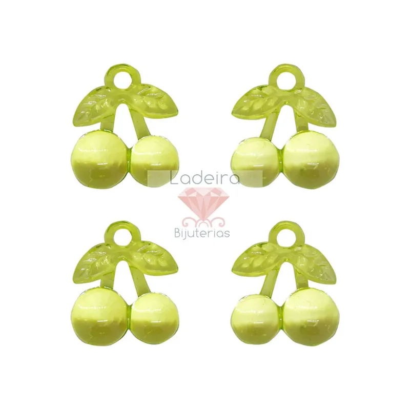 Pingente Cereja 45X45mm Em Acrilico Com 50G 032B - Verde Claro