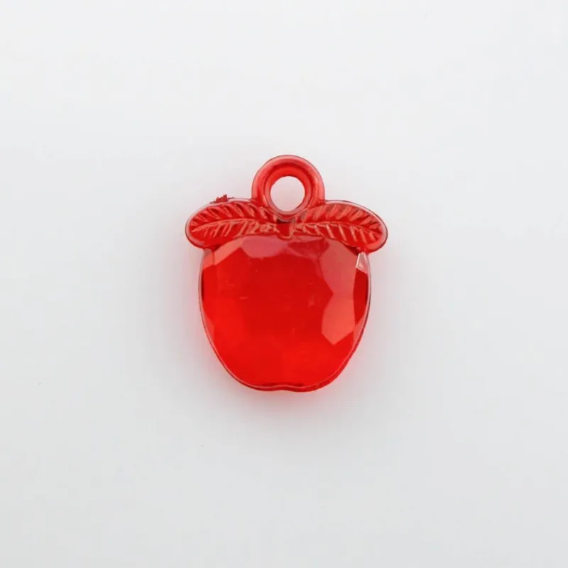 Pingente Maça Achatada 17X16mm Em Acrilico Com 50G 201 - Vermelho