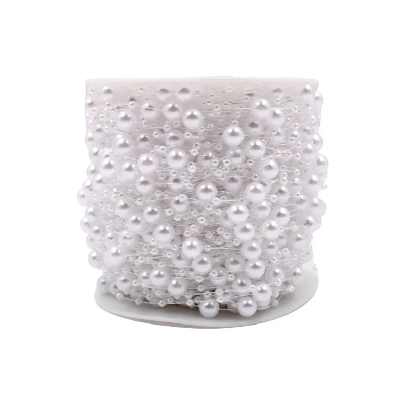 Rolo De Fio De Nylon Com Perola Em Abs Com 01 Metro 209 - Branco Z9