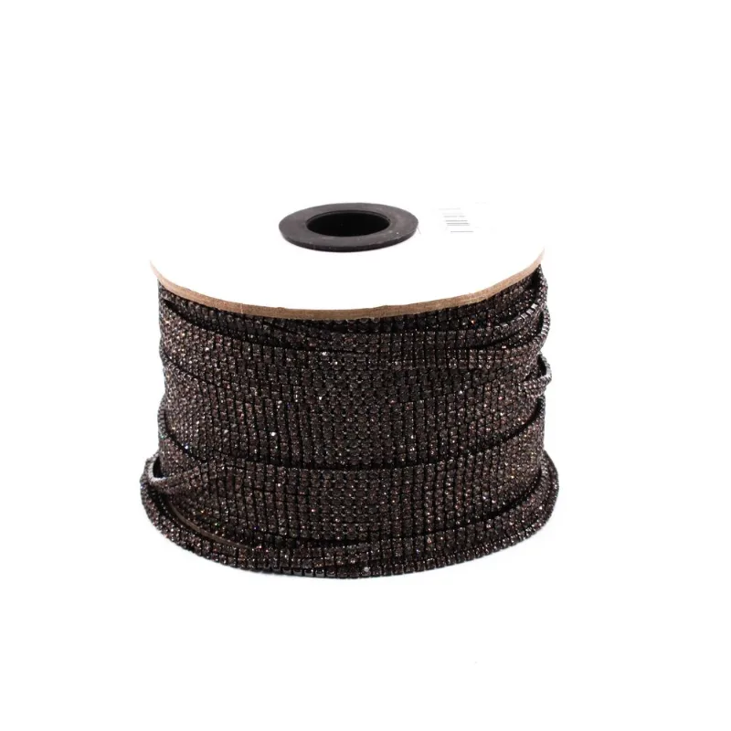 CORRENTE DE STRASS DUPLO SS8.5 EM VIDRO COM 01 METRO 546 - Grafite + Fume