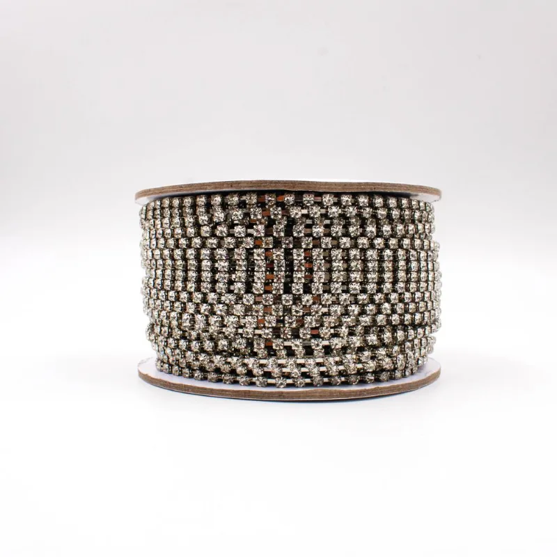 CORRENTE DE STRASS SEPARADA SS14 EM VIDRO COM 01 METRO 533 - Niquel + Cristal 101