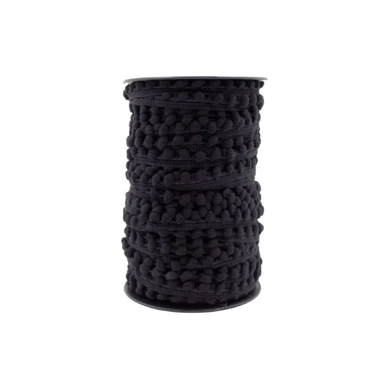 Pompom Em Metro 12Mm Em Poliester Com 01 Metro 225 - Preto Z25