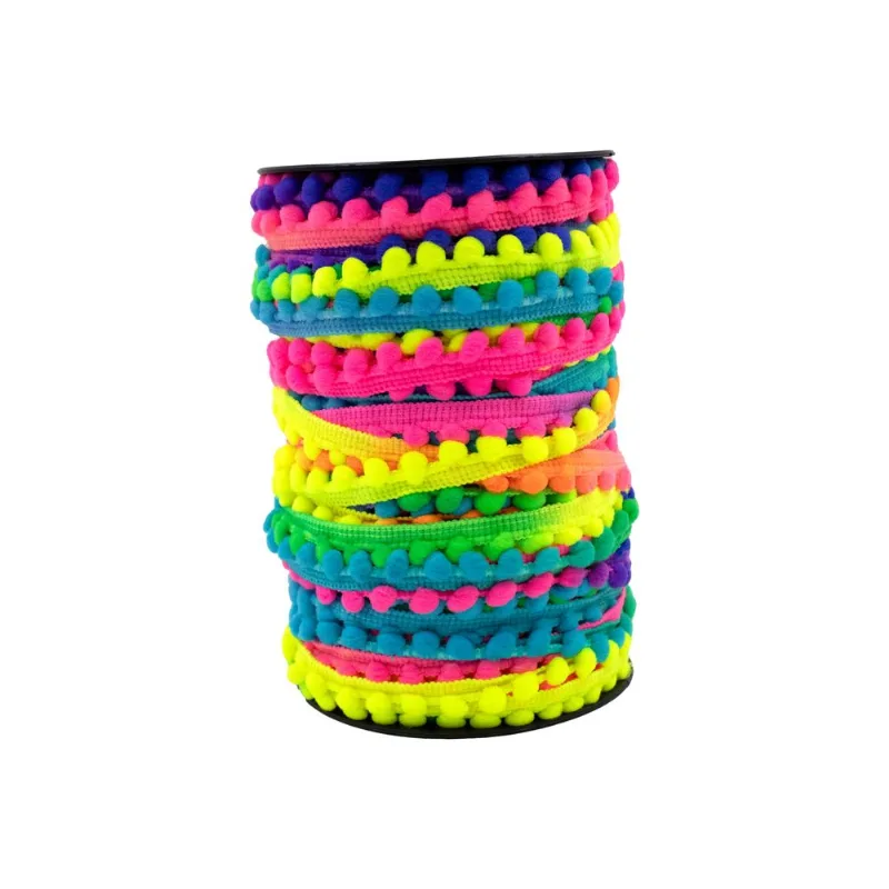 Pompom Em Metro 12Mm Em Poliester Com 01 Metro 528 - Colorido Neon