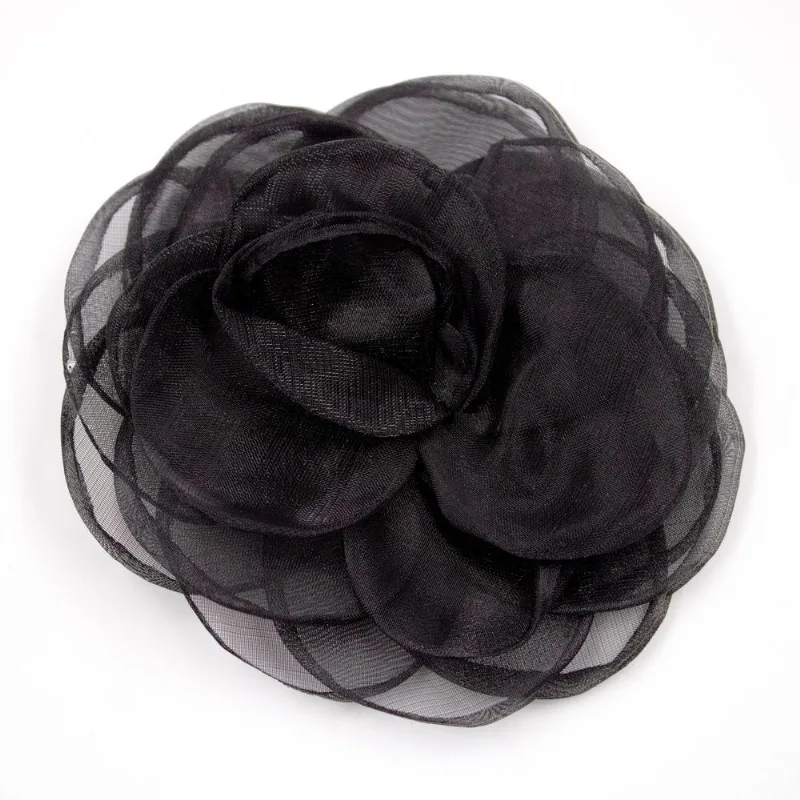 APLIQUE FLOR DE ORGANZA 11CM COM 02 PEÇAS 225 - Preto 225