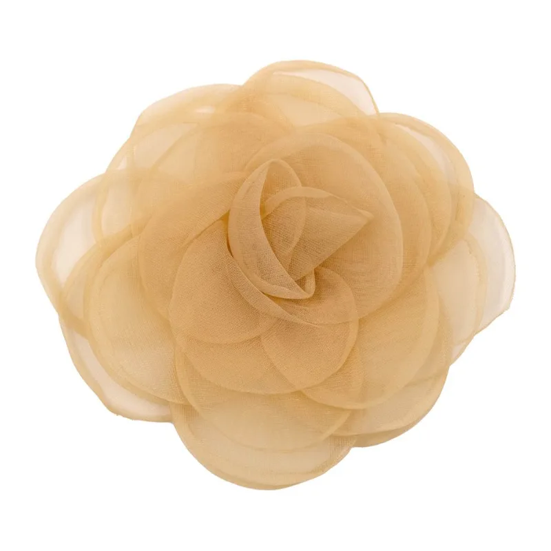 APLIQUE FLOR DE ORGANZA 11CM COM 02 PEÇAS 283 - Bege