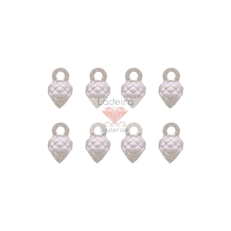 Pingente Morango 11Mm Em Acrilico Com 50G Cristal Transparente