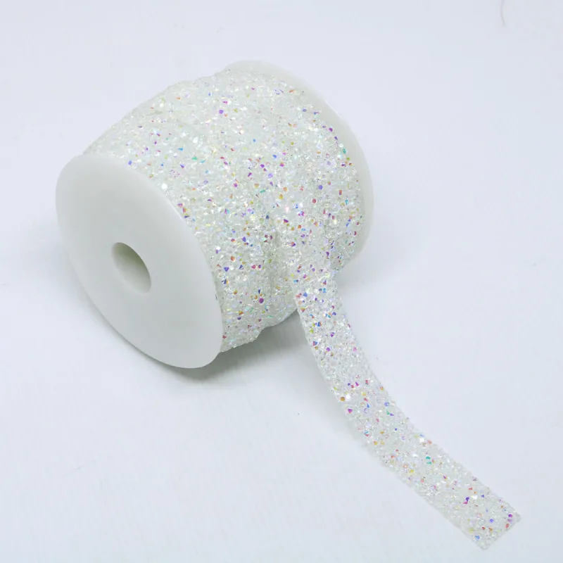 FITA STRASS IRISADA 20MM EM RESINA COM 01 METRO Cristal Transparente