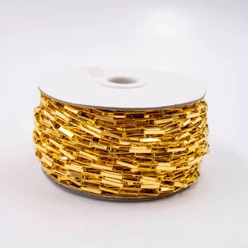 Corrente Elo Quadrado 4.2X12mm Em Ferro Com 01 Metro 073 - Dourado