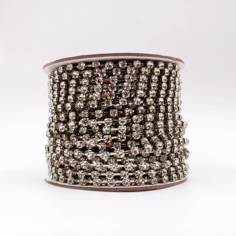 Corrente De Strass Separada Ss24 Em Vidro Com 01 Metro 533 - Niquel + Cristal 101