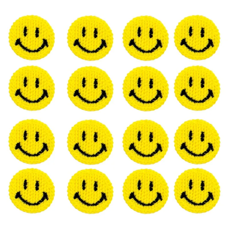 Aplique Smile De Croche 30Mm Em Poliester Com 05 Peças 127 - Amarelo