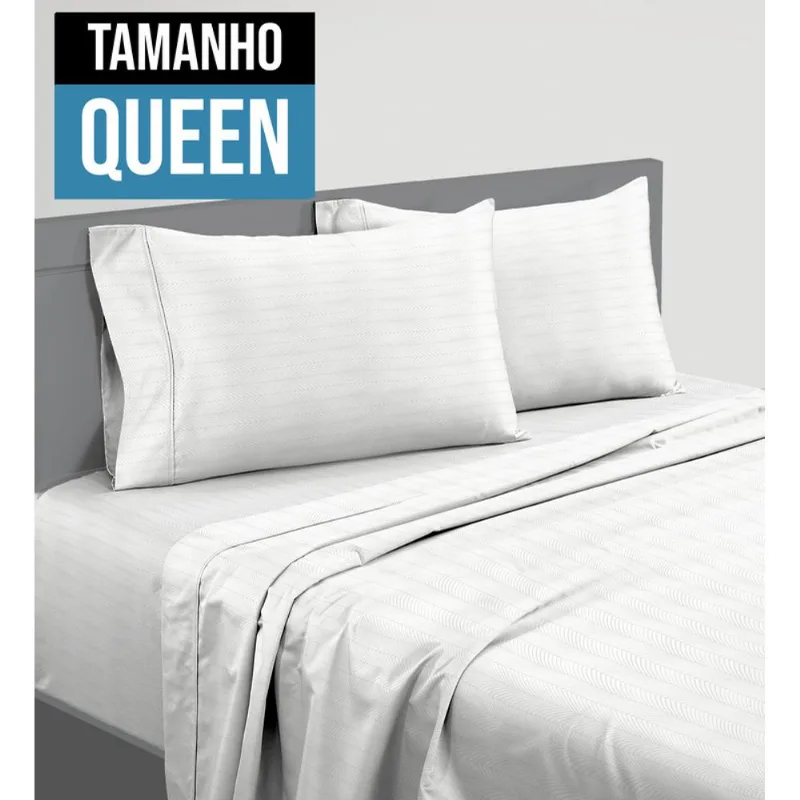 Jogo de Lençol Jacquard 250 Fios Queen 250x260cm Member's Mark 4 Peças