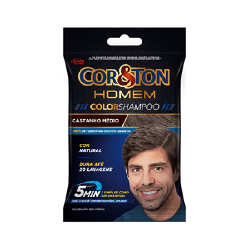 Tonalizante Cor&Ton Homem Castanho Médio 4.0 - Cor&Ton