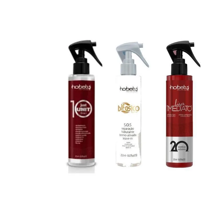 Kit Finalizador Hobety Bifásico SOS + Liso Imediato + Just Unit