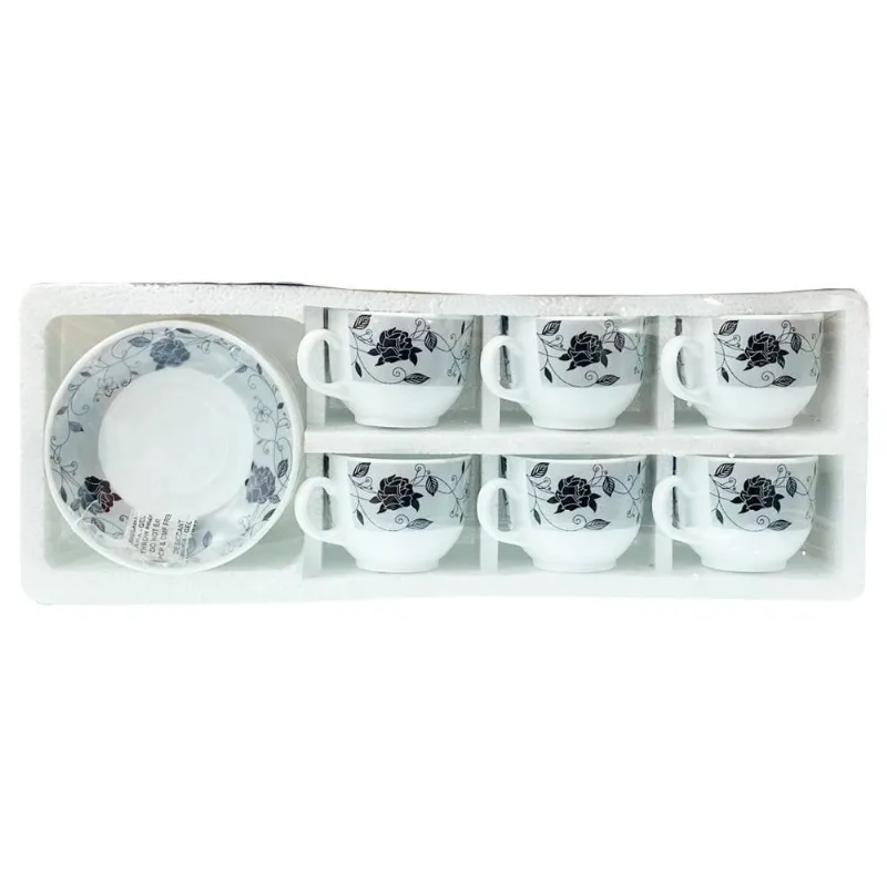 Jogo De Xícaras Fratelli Rosa Black 12 Peças 6 Xícaras E 6 Pires 220ml (MP)