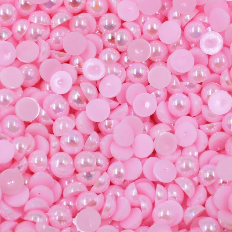Meia Perola Colagem Irisada 08Mm Em Abs Com 25Gr 637Ab - Rosa Bebe A37