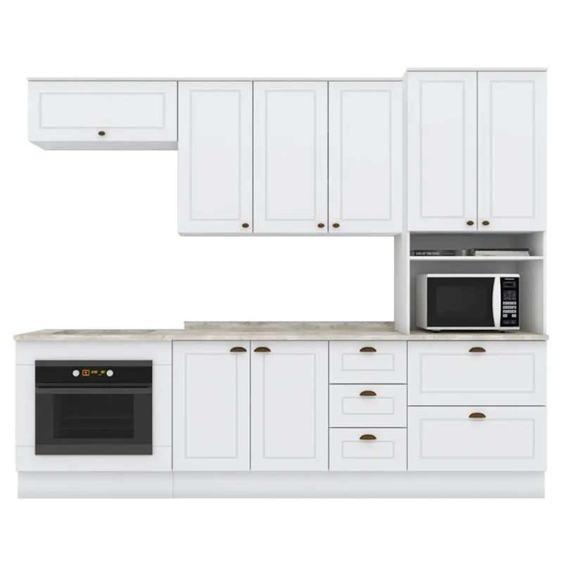 Cozinha Modulada 7 Pecas 272 Cm Ce790 Americana Branco Calcare Henn Branco Calcare - Não Informado - Móveis