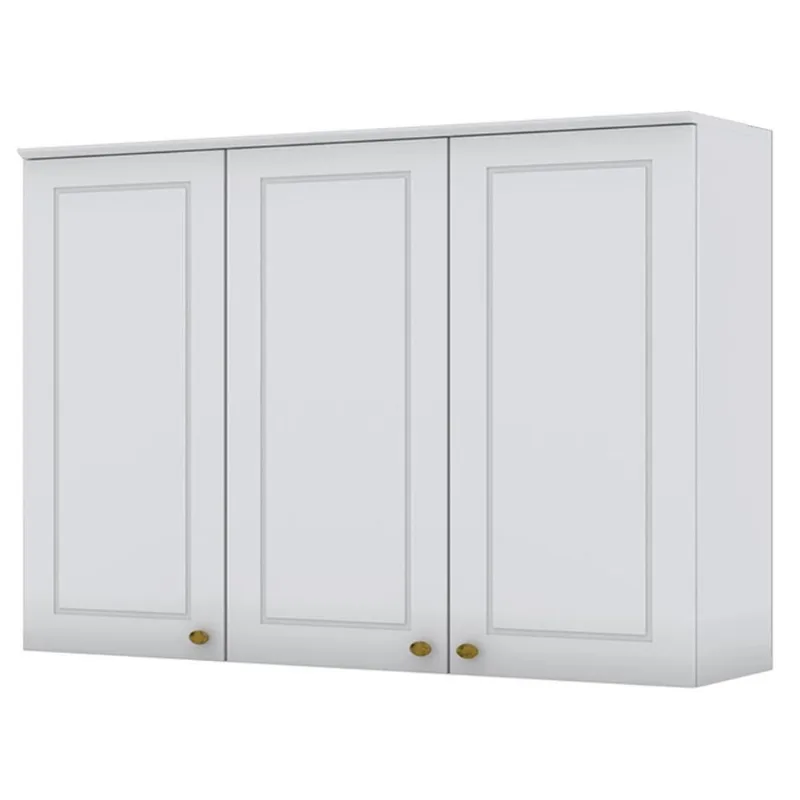 Armario Aéreo 3 Portas MDF 120 Cm Americana C352 Branco Henn
