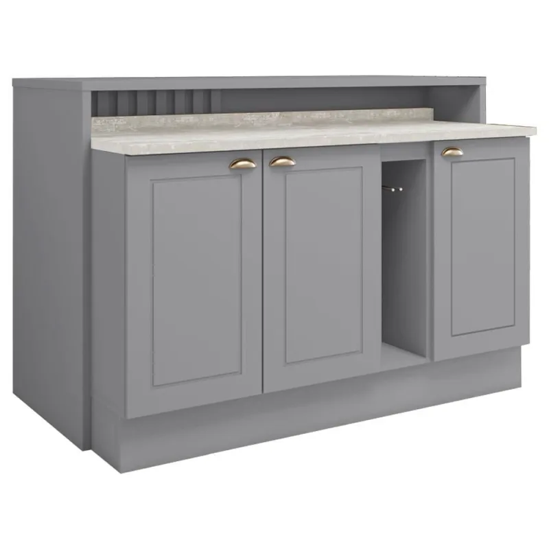 Bancada E Balcao Gourmet 146 Cm Ce818 Americana Cinza Calcare Henn Cinza Calcare - OUTRAS - Móveis