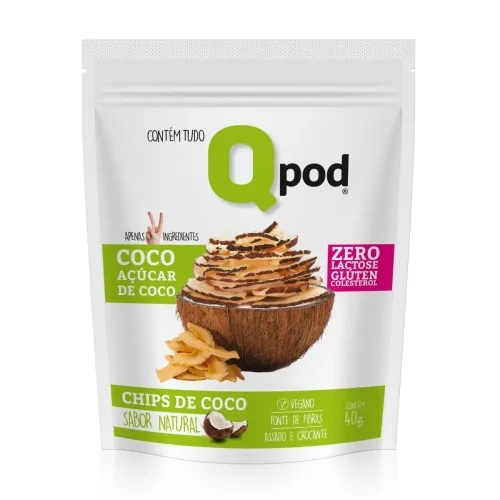 Chips De Coco Natural 40g Qpod - QPOD