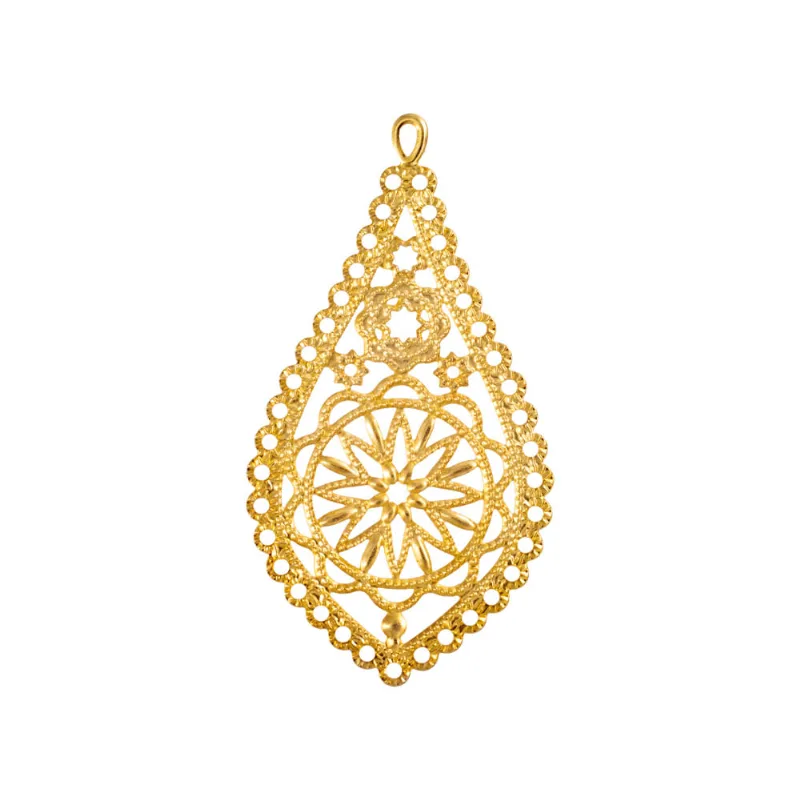 Pingente Mandala 65X35mm Em Ferro Com 80 Peças 073 - Dourado
